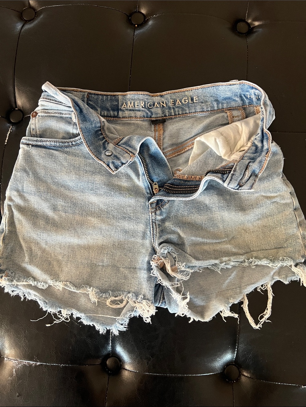 American Eagle Outfitters Light Blue Frayed Denim Shorts